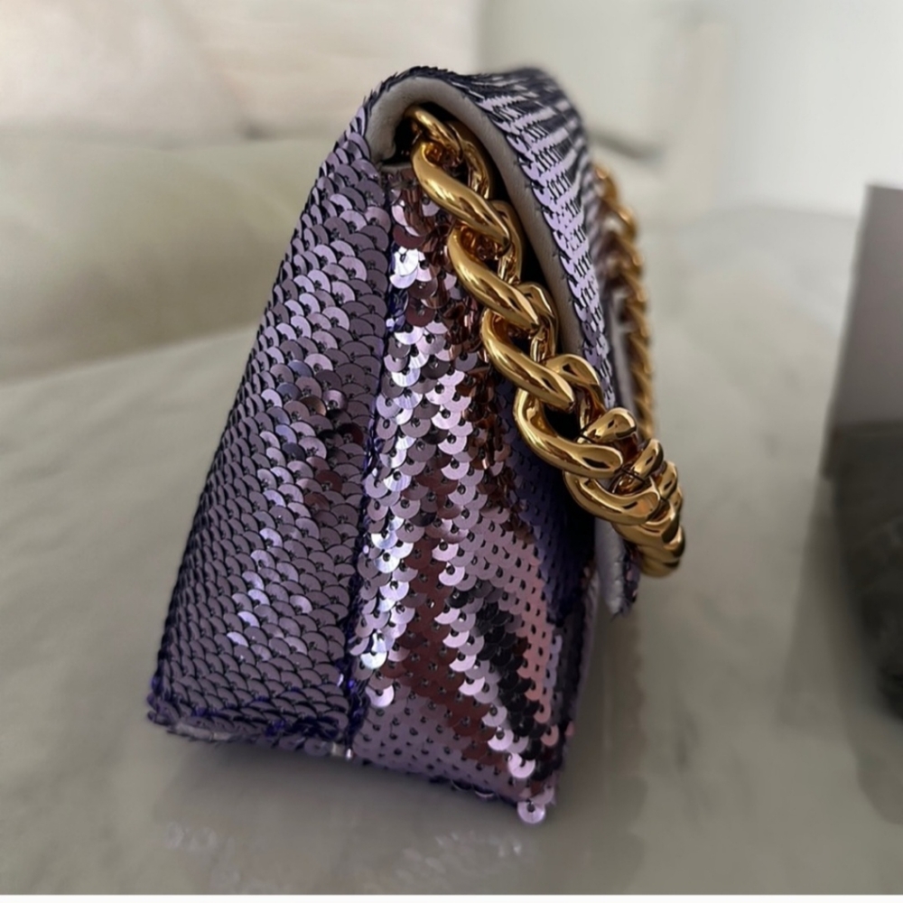 🔥RARE🔥Tom Ford Purple Sequin Clutch with Gold Chain - Picture 6 of 12